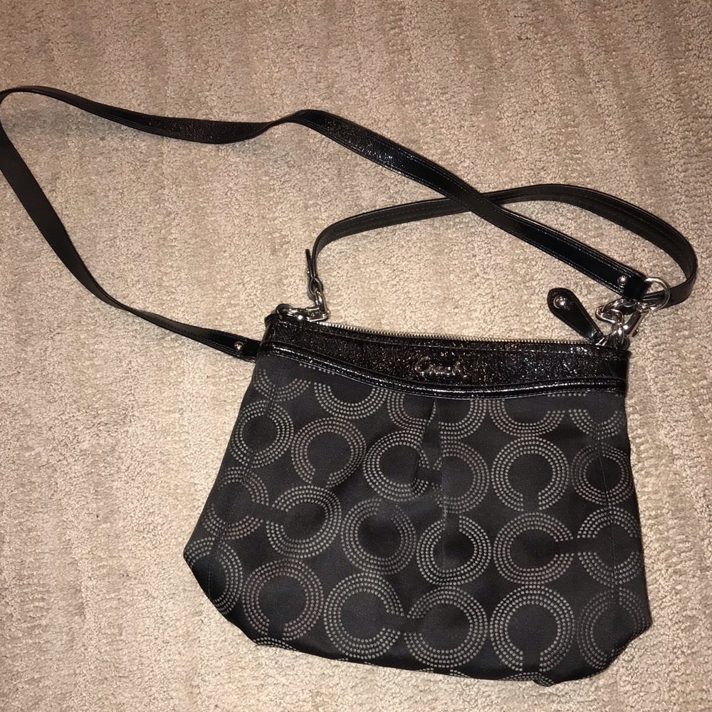 Coach Large Black & Silver Cross Body Bag